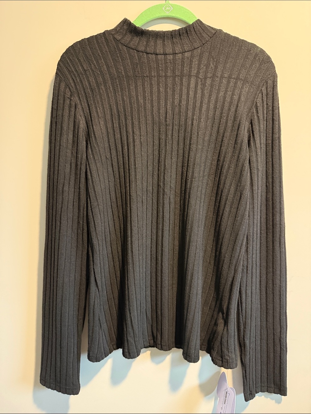 Mango Ribbed Mock Neck Sweater - Charcoal Gray